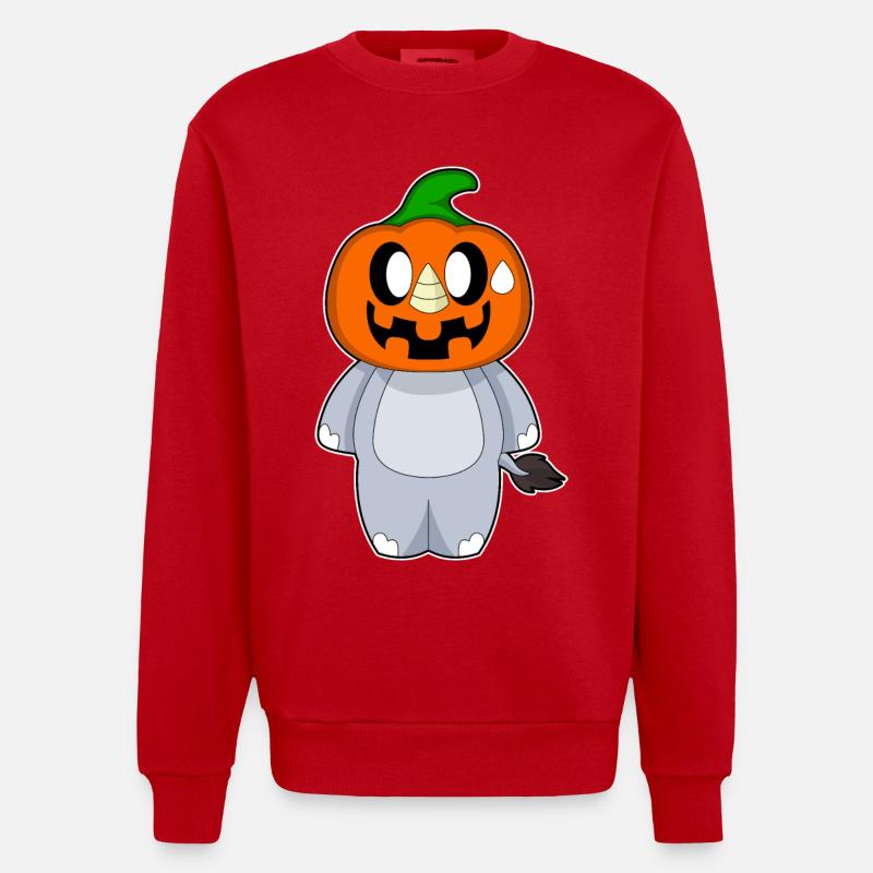 Hippopotame Halloween citrouille - Sweat bio épais oversize fabriqué en UE - rouge