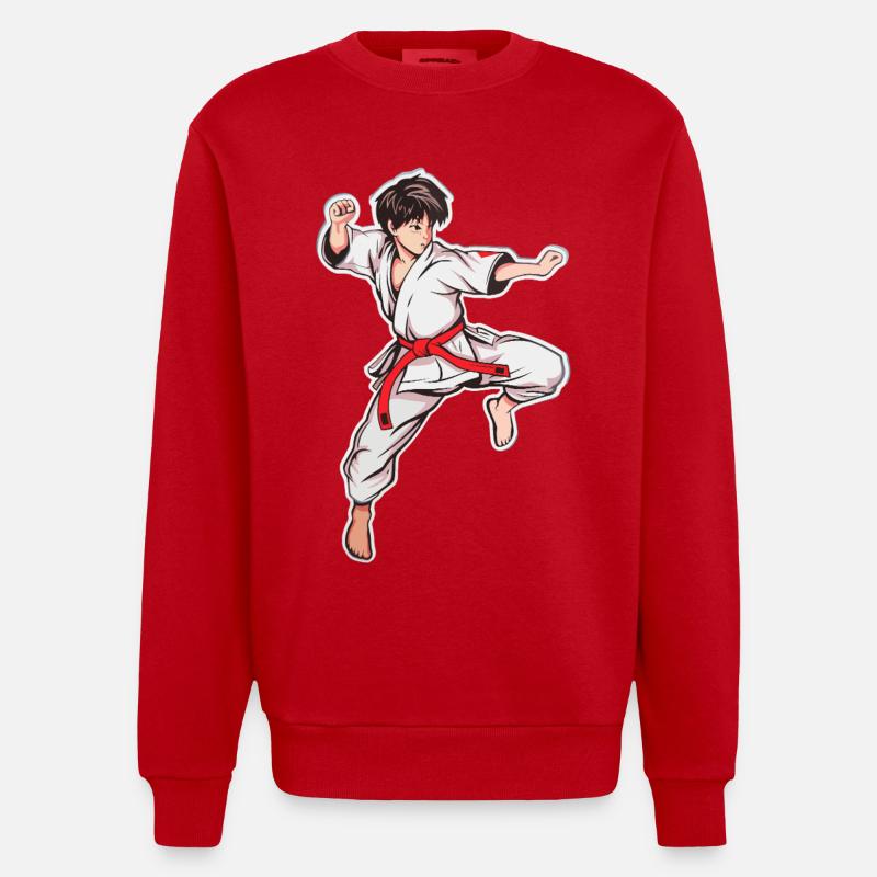Karate Junge - Heavyweight Oversized Organic Crew Neck Made in EU - Rot