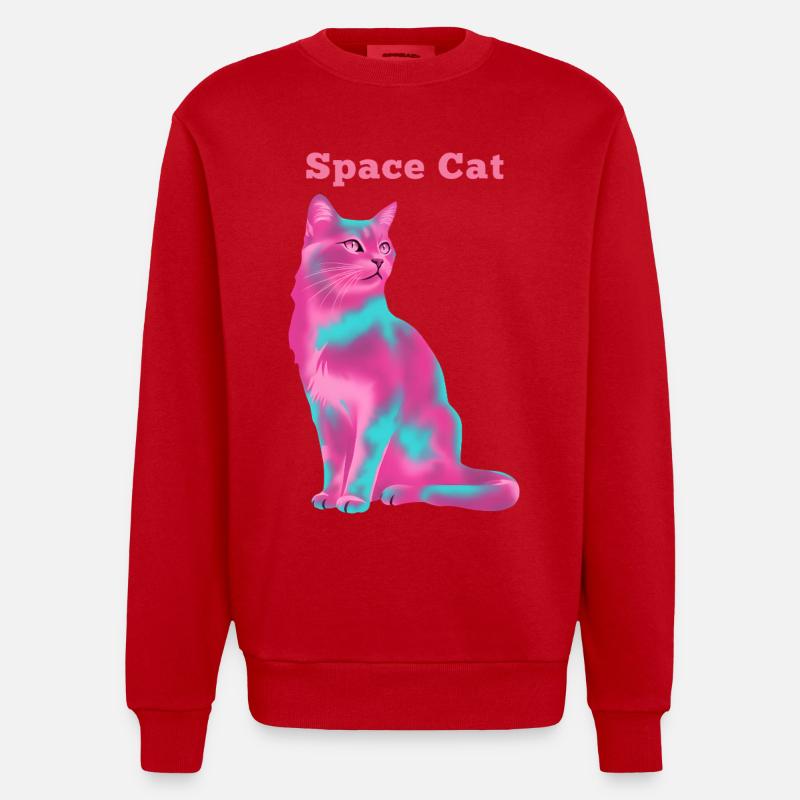Chat de l’espace - Sweat bio épais oversize fabriqué en UE - rouge