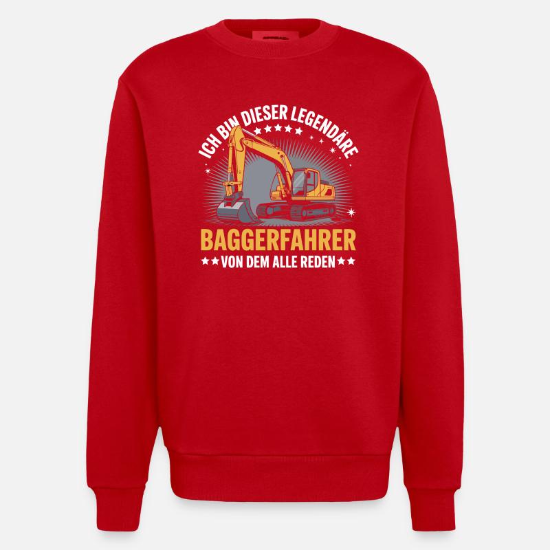 Baggerfahrer Bagger - Heavyweight Oversized Organic Crew Neck Made in EU - Rot