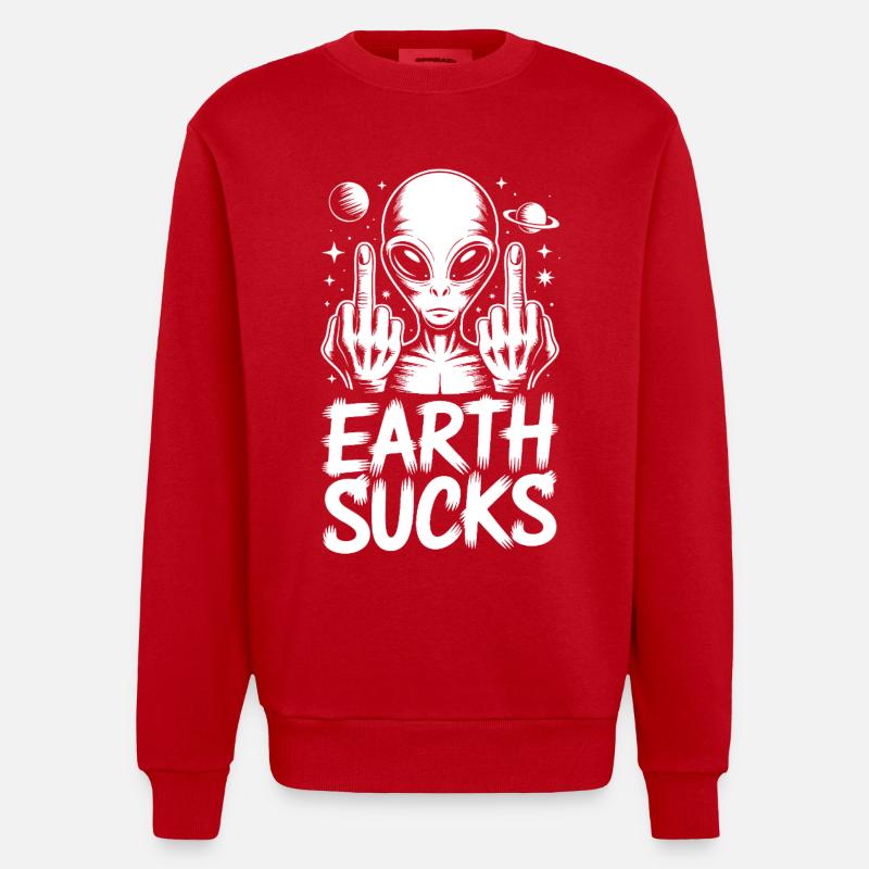 Alien Stinkefinger - Heavyweight Oversized Organic Crew Neck Made in EU - Rot