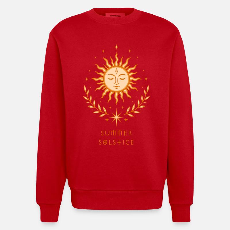 Summer Solstice Sonne – Boho Symbol - Heavyweight Oversized Organic Crew Neck Made in EU - Rot