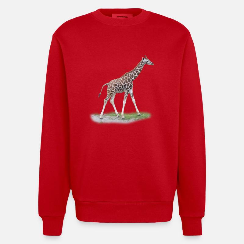 Junge Giraffe - Heavyweight Oversized Organic Crew Neck Made in EU - Rot