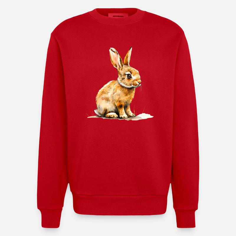 Hare or rabbit? - Heavyweight Oversized Organic Crew Neck Made in EU - red