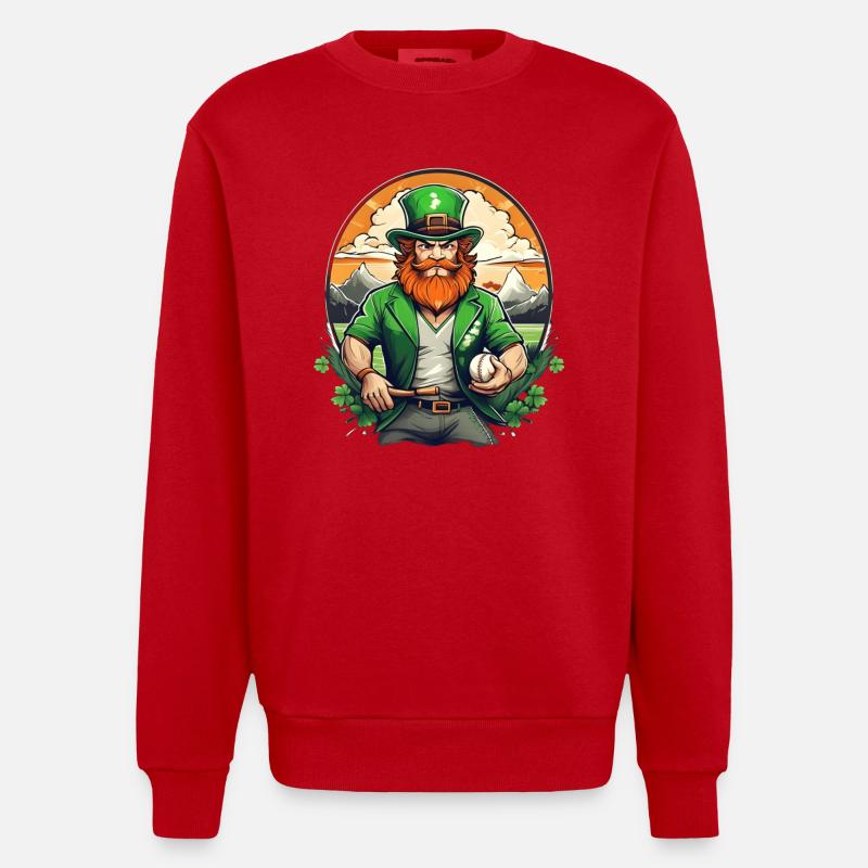 St. Patrick’s Day Shamrock Baseball - Sweat bio épais oversize fabriqué en UE - rouge