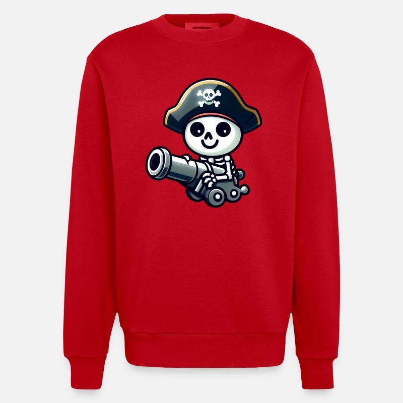 Piratenschädel - Skelett Schatz - Heavyweight Oversized Organic Crew Neck Made in EU - Rot