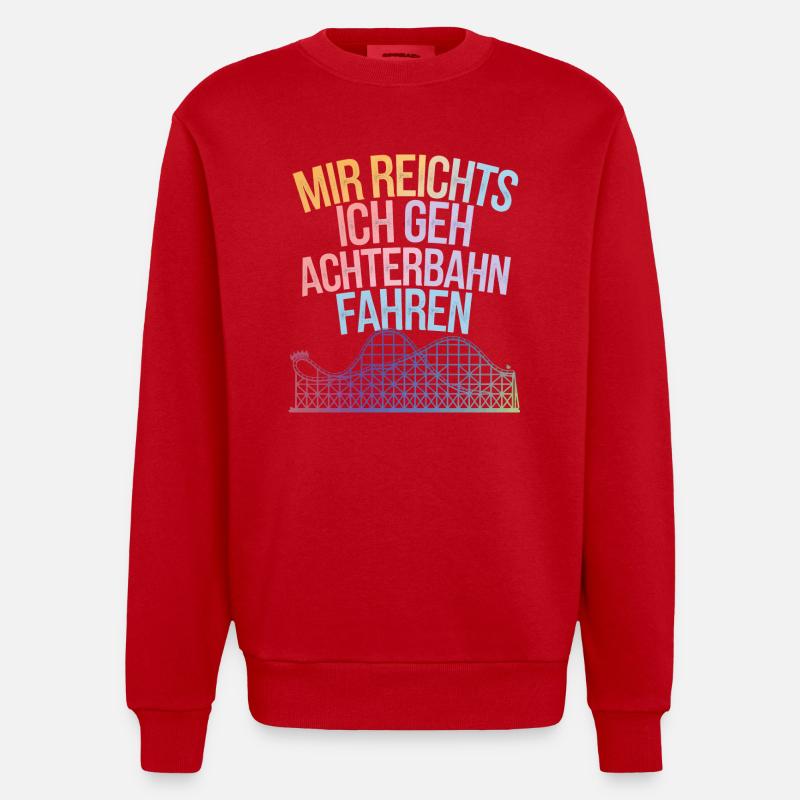 Achterbahn Freizeitpark Roller Coaster - Heavyweight Oversized Organic Crew Neck Made in EU - Rot