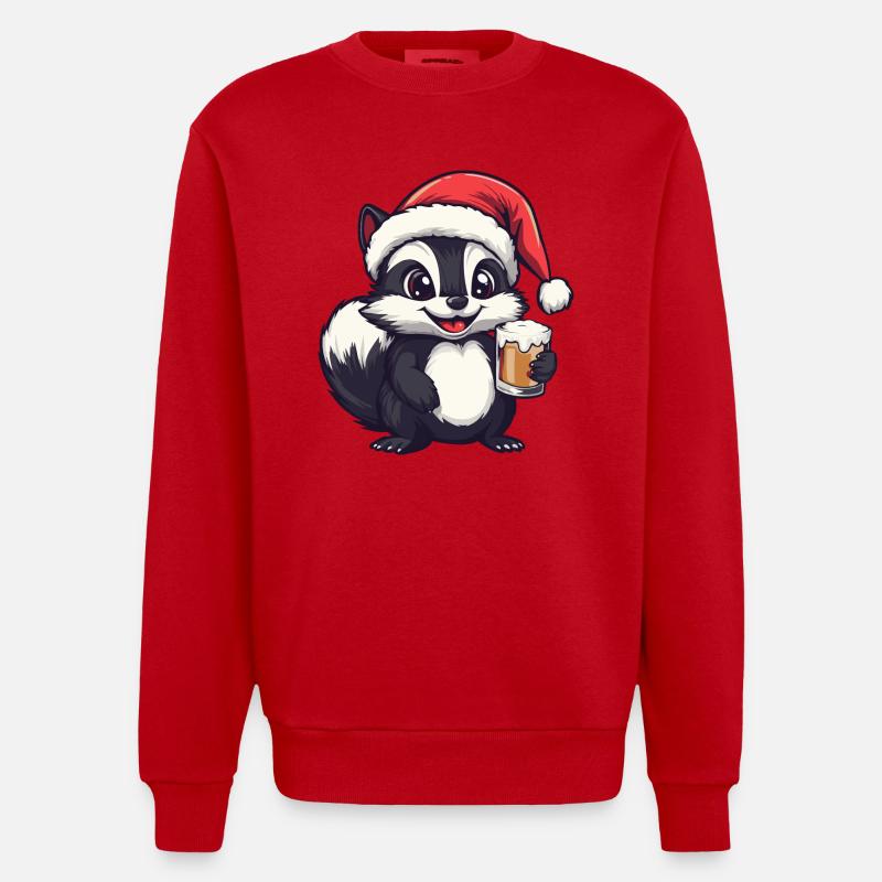 Bière de Noël Skunk - Sweat bio épais oversize fabriqué en UE - rouge