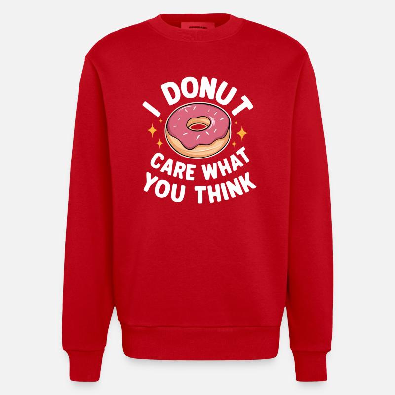 Donut Donuts Candy Bagel - Heavyweight Oversized Organic Crew Neck Made in EU - red