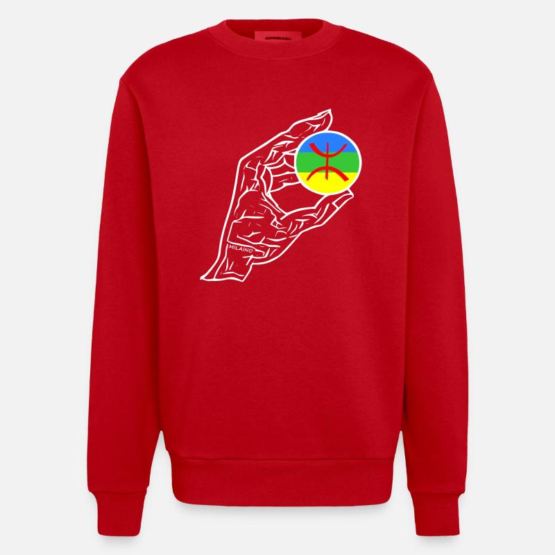 Drapeau de la main Amazigh - Sweat bio épais oversize fabriqué en UE - rouge