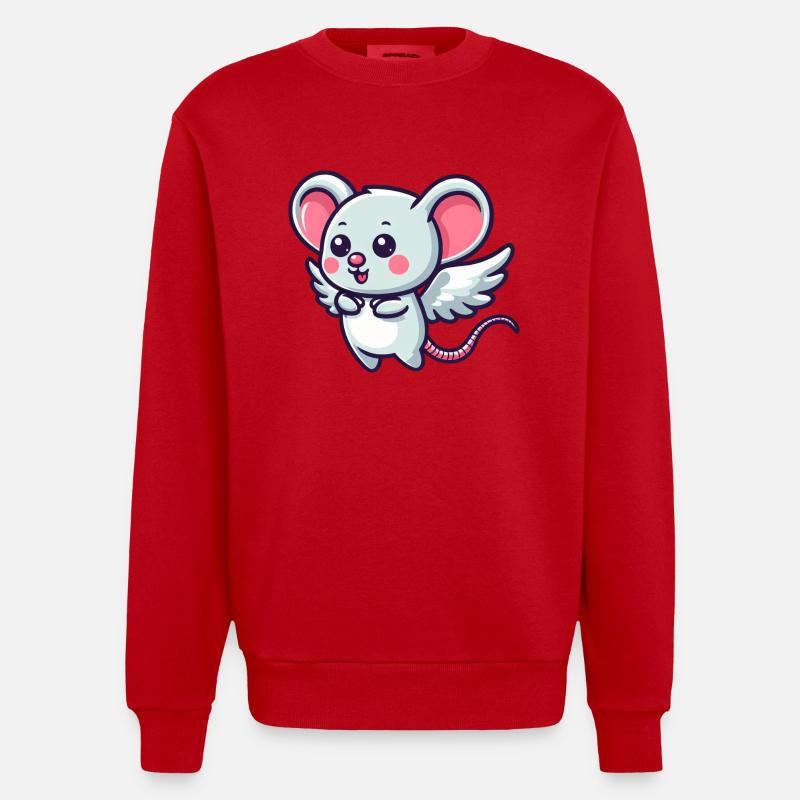 Souris céleste : Rongeur mignon avec - Sweat bio épais oversize fabriqué en UE - rouge