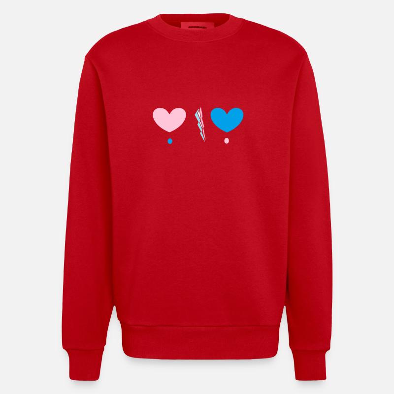 Deux coeurs - Sweat bio épais oversize fabriqué en UE - rouge