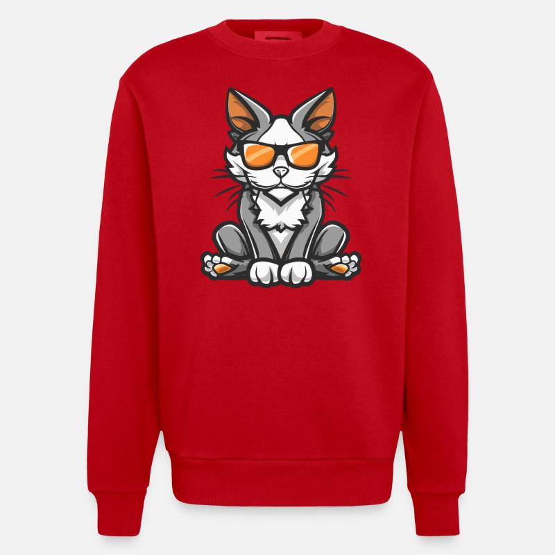 Bande dessinée Cat Cool - Sweat bio épais oversize fabriqué en UE - rouge