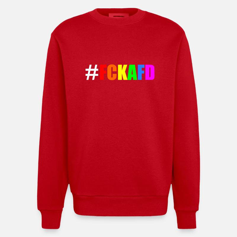 Fck afd - Heavyweight Oversized Organic Crew Neck Made in EU - Rot