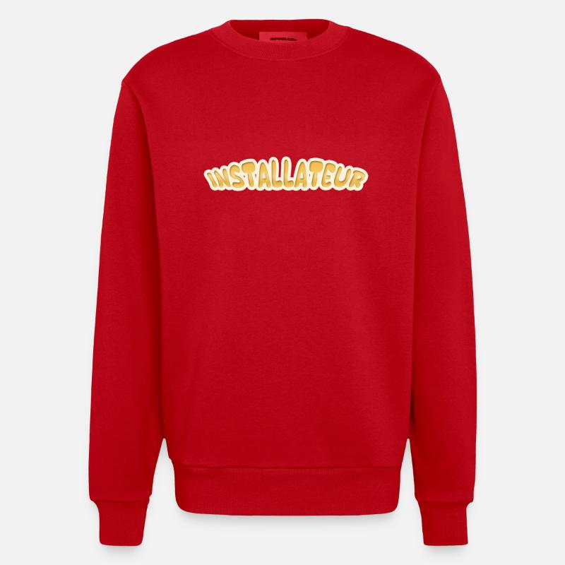 Gift for installer - Heavyweight Oversized Organic Crew Neck Made in EU - red