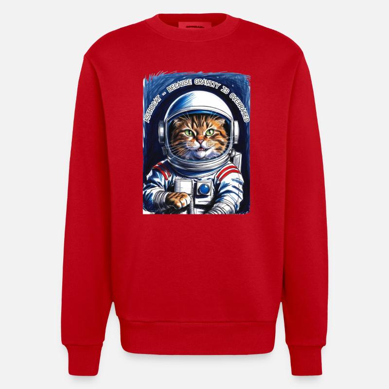 Chat Espace Dicton Cadeau - Sweat bio épais oversize fabriqué en UE - rouge
