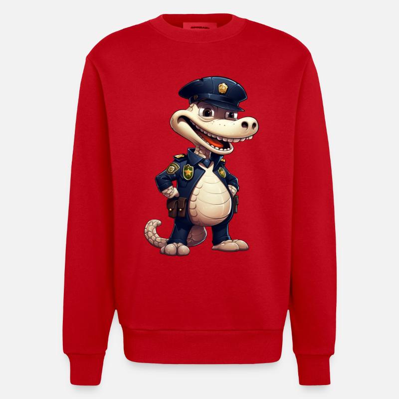 Polizei Krokodil - Heavyweight Oversized Organic Crew Neck Made in EU - Rot