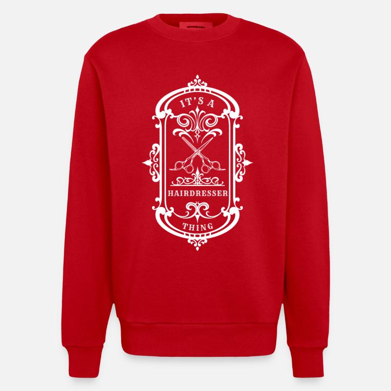 Friseur-Zitat Ein Friseur-Ding - Heavyweight Oversized Organic Crew Neck Made in EU - Rot