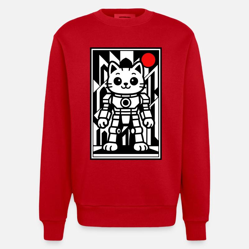 Katzenroboter in Space mit rotem Planeten - Heavyweight Oversized Organic Crew Neck Made in EU - Rot