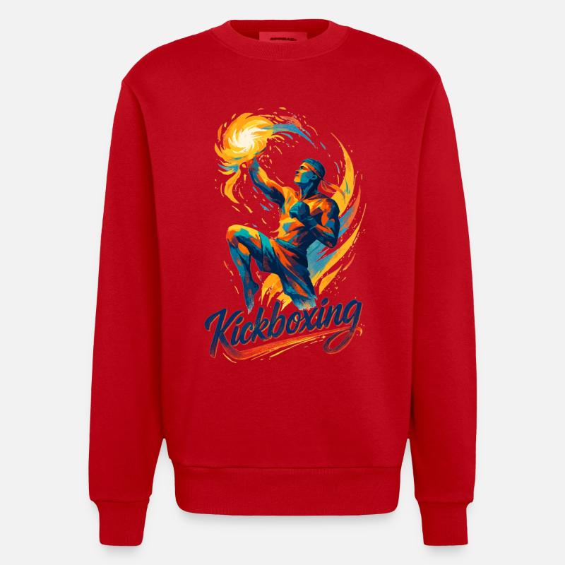 Kickboxing Boxer Fighter Dynamic Gift - Sweat bio épais oversize fabriqué en UE - rouge