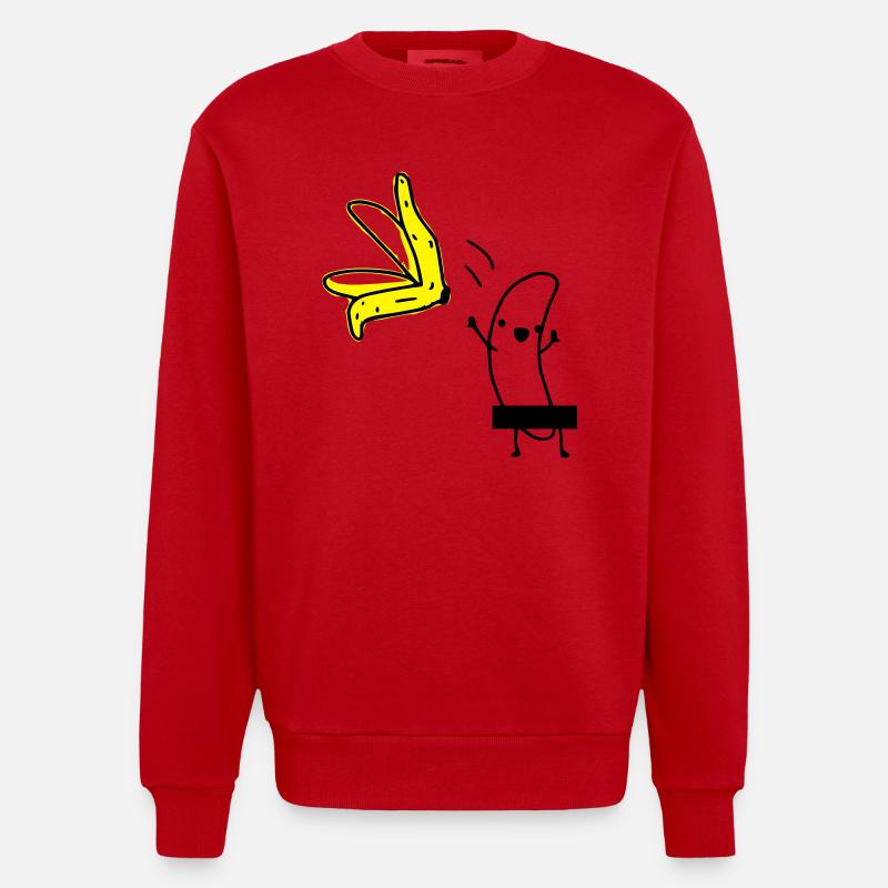Striptease Banane - Heavyweight Oversized Organic Crew Neck Made in EU - Rot