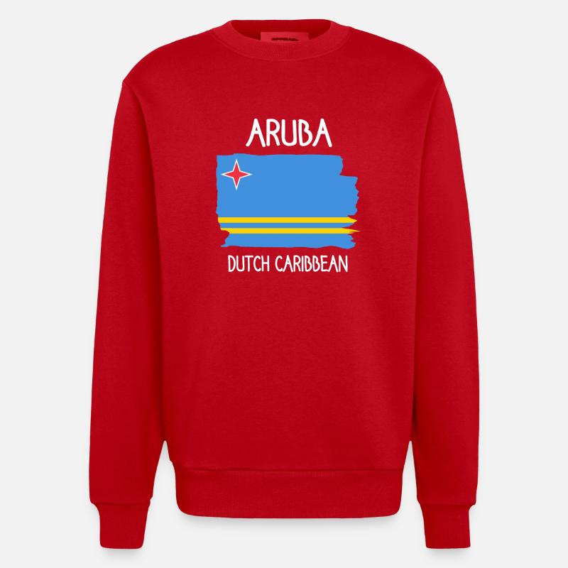Drapeau d’Aruba - Caraïbes néerlandaises - Caraïbes - Sweat bio épais oversize fabriqué en UE - rouge