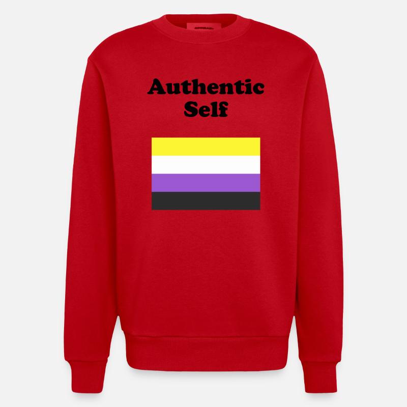 Drapeau non binaire Soi authentique - Sweat bio épais oversize fabriqué en UE - rouge