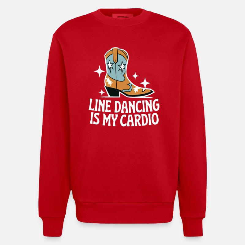 Line Dancing Dancing Dancers - Heavyweight Oversized Organic Crew Neck Made in EU - red
