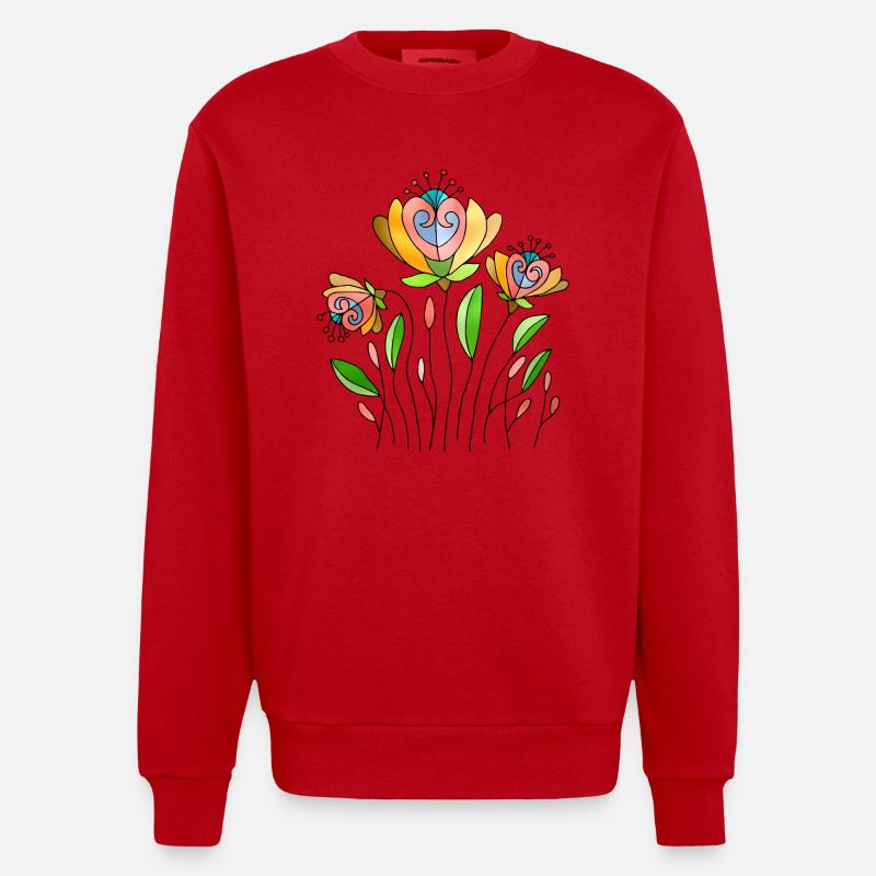 Fleur - Sweat bio épais oversize fabriqué en UE - rouge