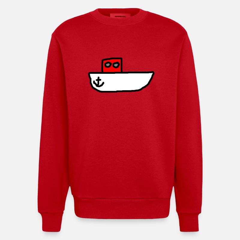 Motorboot - Heavyweight Oversized Organic Crew Neck Made in EU - Rot