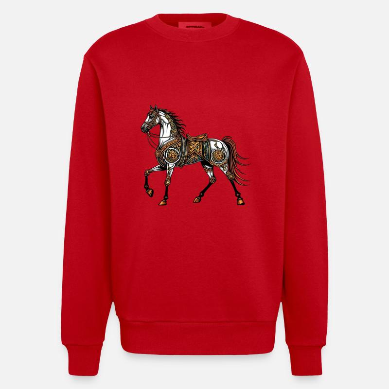 Cheval steampunk - Sweat bio épais oversize fabriqué en UE - rouge