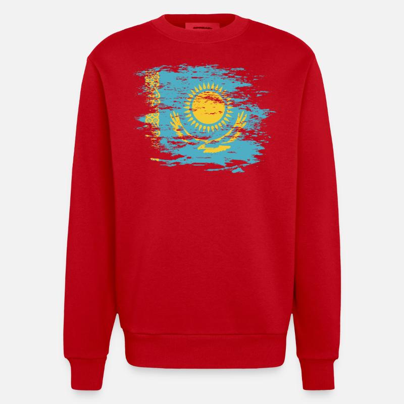 Drapeau du Kazakhstan utilisé - Sweat bio épais oversize fabriqué en UE - rouge