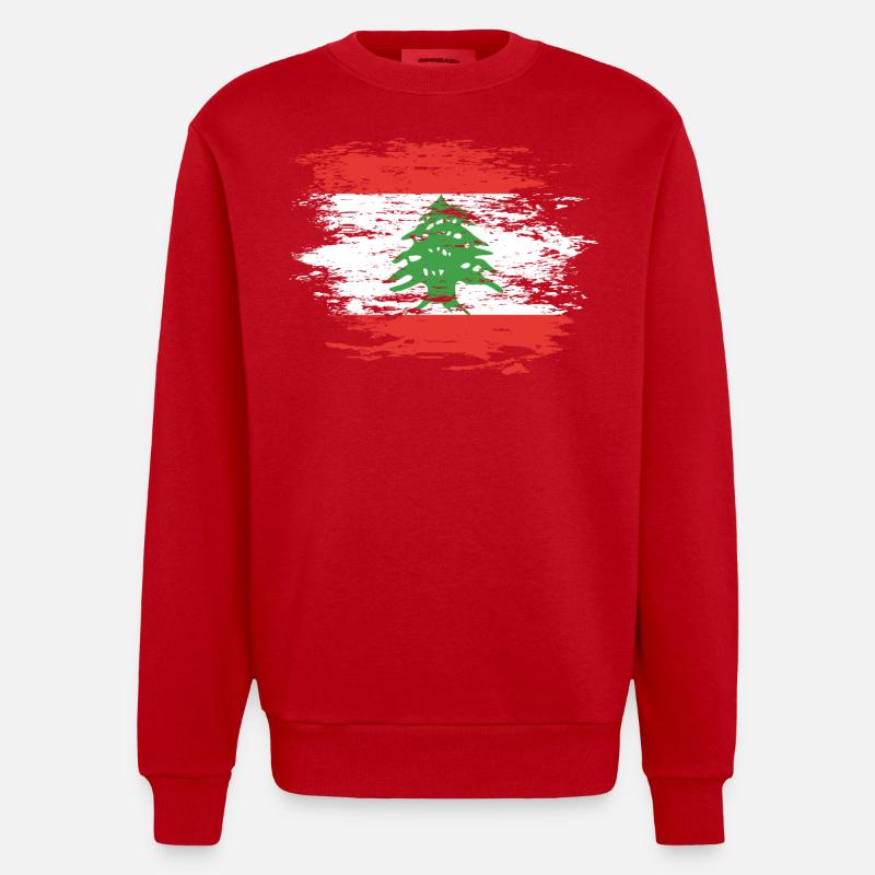 Drapeau du Liban utilisé - Sweat bio épais oversize fabriqué en UE - rouge