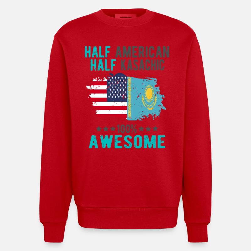 Moitié américain moitié kazakh - Sweat bio épais oversize fabriqué en UE - rouge