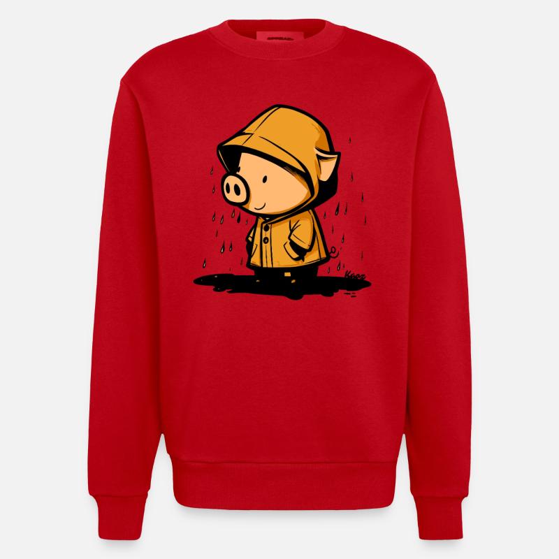 Cochon mignon en imperméable - Sweat bio épais oversize fabriqué en UE - rouge