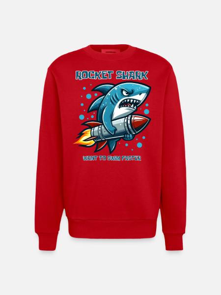 Rocket Shark Drôles D’animaux - Sweat bio épais oversize fabriqué en UE - rouge