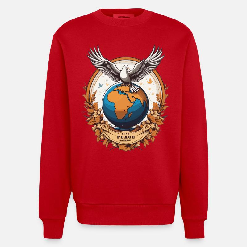 Weltfrieden auf der Erde - Heavyweight Oversized Organic Crew Neck Made in EU - Rot
