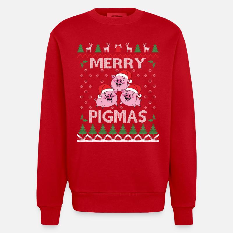 Joyeux Cochons Joyeux Noël - Sweat bio épais oversize fabriqué en UE - rouge