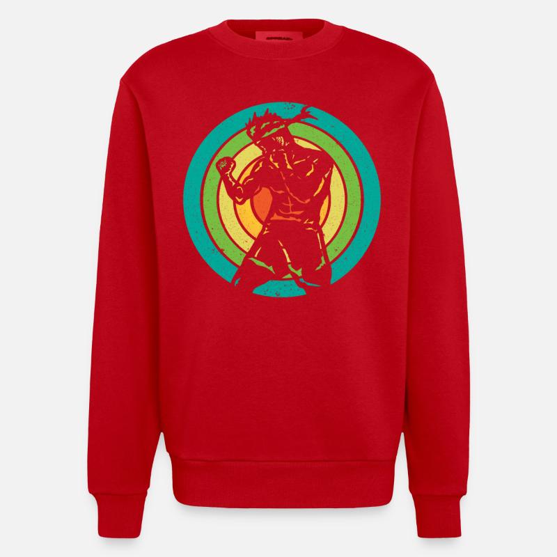 Muay Thai - Heavyweight Oversized Organic Crew Neck Made in EU - red