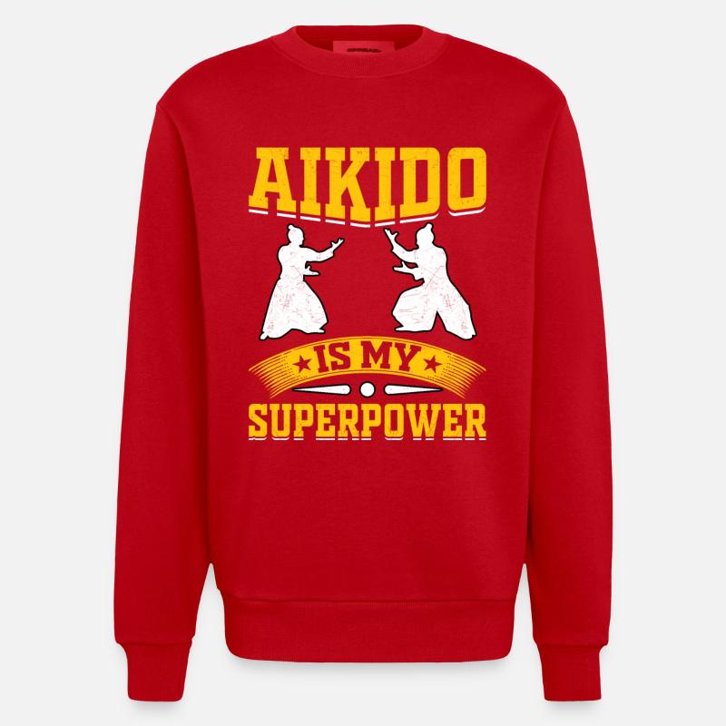 L’aïkido est mon superpouvoir - Sweat bio épais oversize fabriqué en UE - rouge