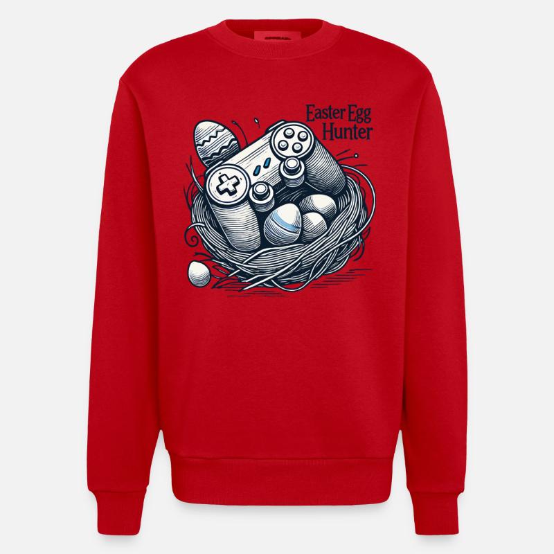 Osterei Jäger Gaming Controller Design - Heavyweight Oversized Organic Crew Neck Made in EU - Rot