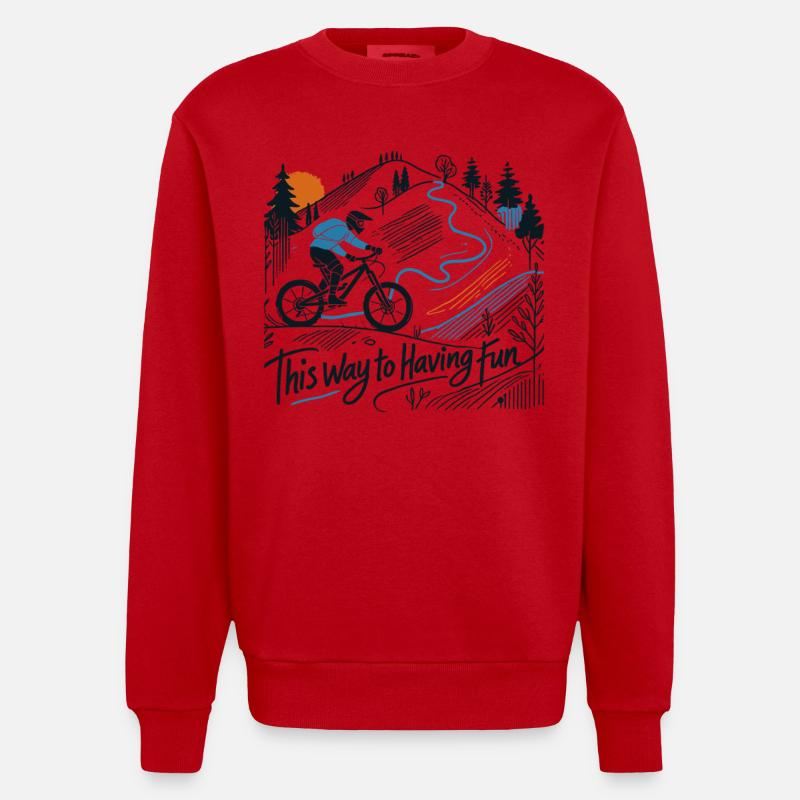 Aventure à vélo pour s’amuser - Sweat bio épais oversize fabriqué en UE - rouge