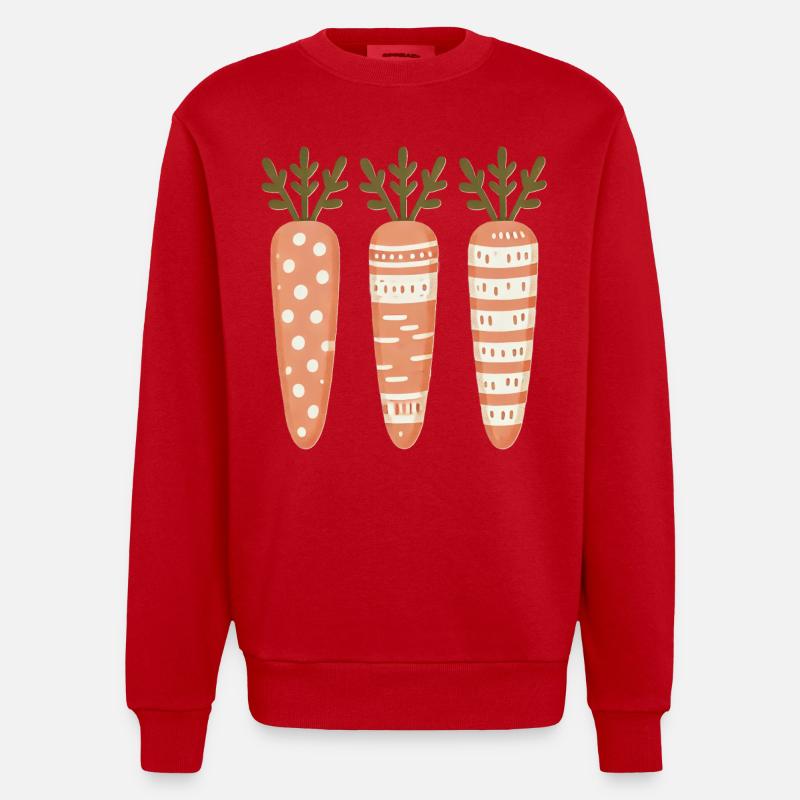 Easter Carrot Pattern Cute Cute - Heavyweight Oversized Organic Crew Neck Made in EU - red