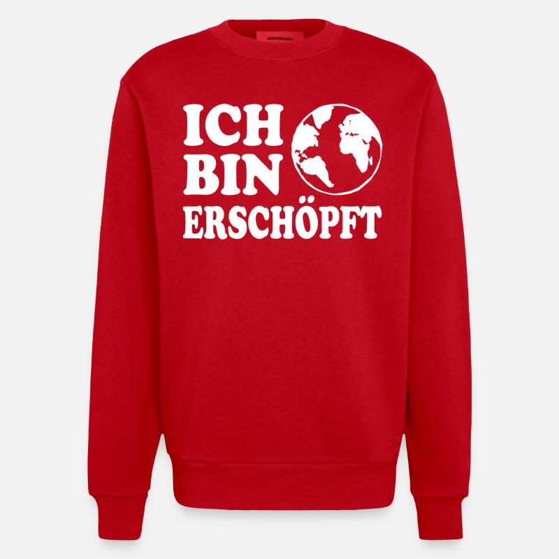 Ich bin erschöpft - Heavyweight Oversized Organic Crew Neck Made in EU - Rot