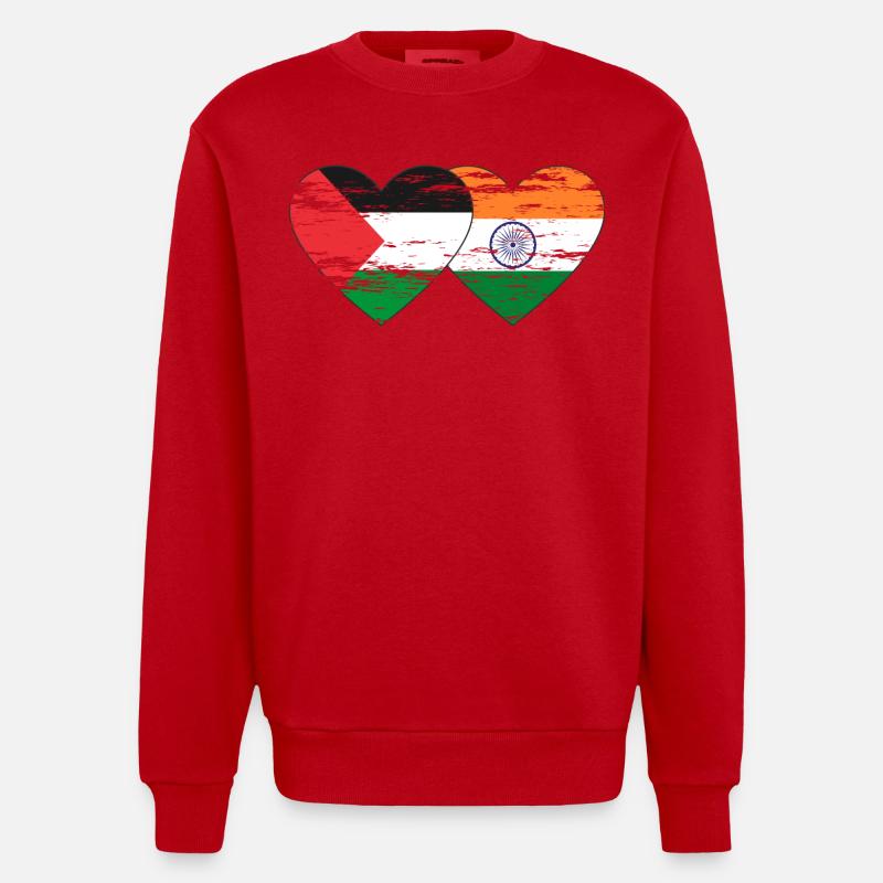 Palestine Inde Drapeau Coeur Utilisé - Sweat bio épais oversize fabriqué en UE - rouge