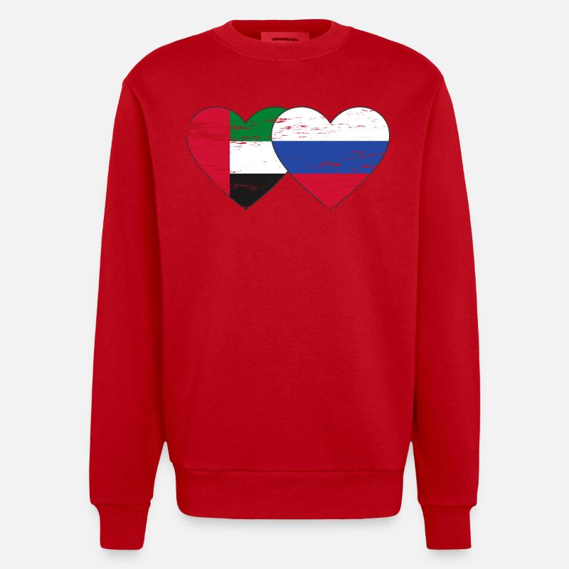 Émirats arabes unis Russie Cœur - Sweat bio épais oversize fabriqué en UE - rouge