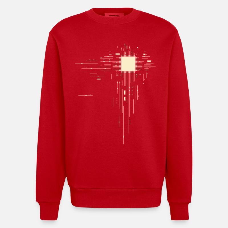 Processor - PCB - Heavyweight Oversized Organic Crew Neck Made in EU - red