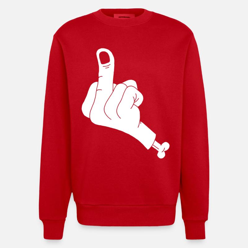 Main coupée et vulgarité (blanc) - Sweat bio épais oversize fabriqué en UE - rouge