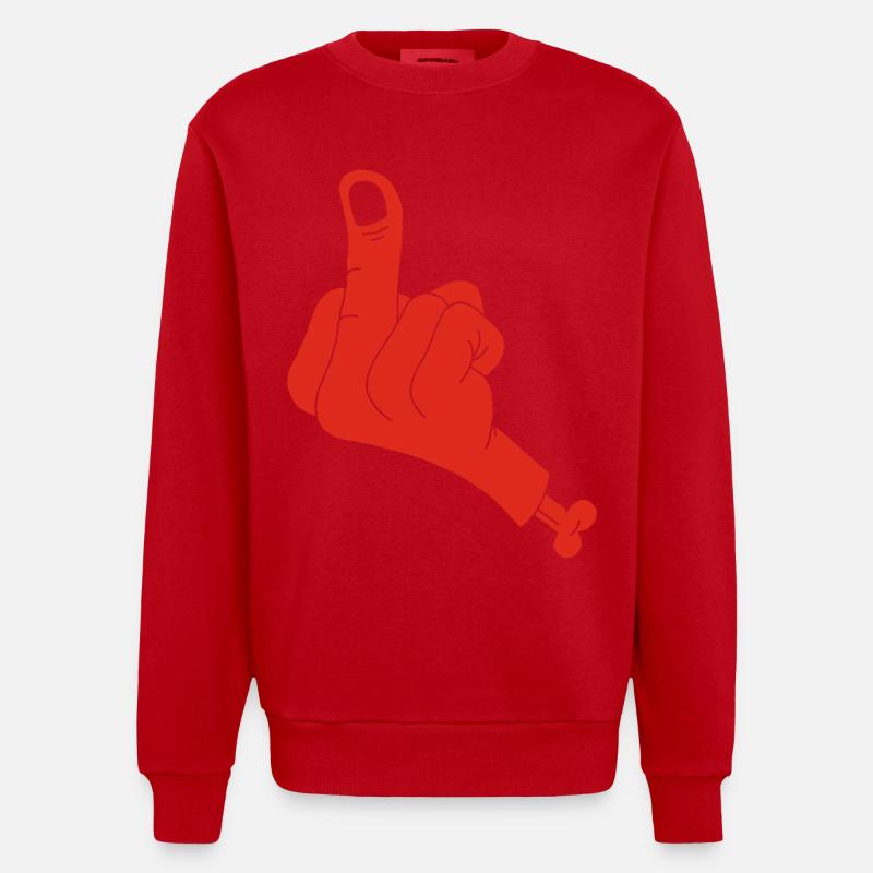Main coupée et vulgarité (rouge) - Sweat bio épais oversize fabriqué en UE - rouge