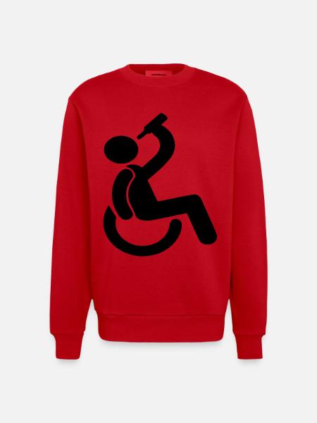 Trinkender Rollstuhlfahrer Humor-Symbol # - Heavyweight Oversized Organic Crew Neck Made in EU - Rot